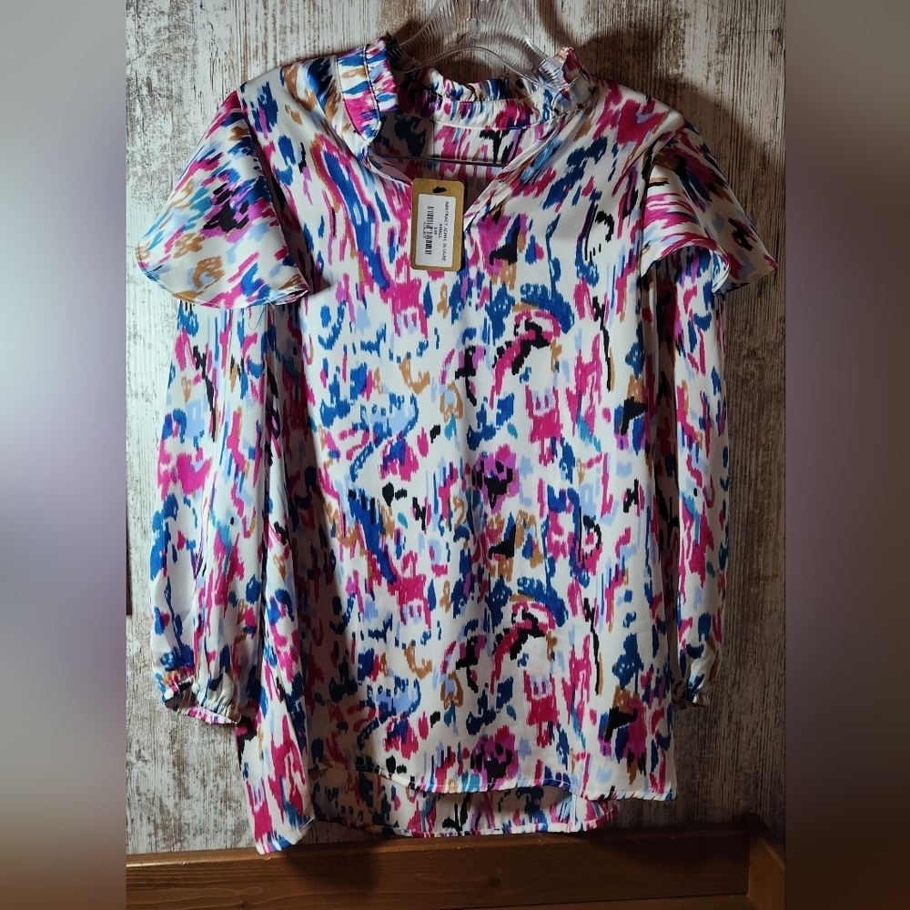 Source Unknown Multicolor Abstract Blouse